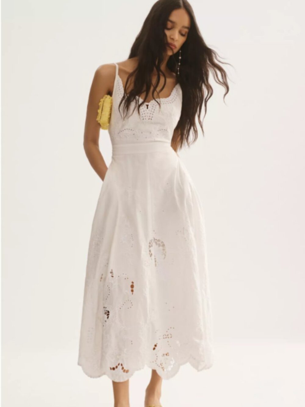 By Anthropologie Tie-Back Cut Work Dress